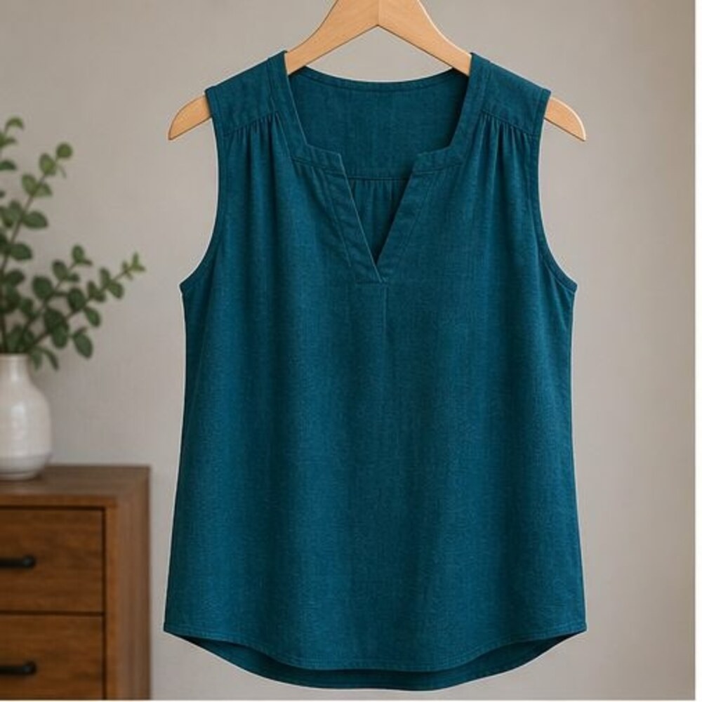 Teal V Neck Top